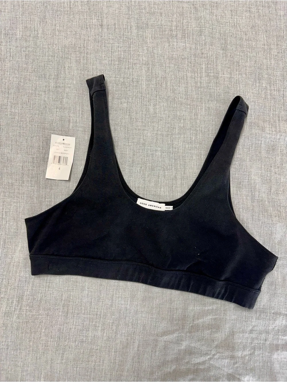 Good American New Womens Size 4 Black Lounge Essential Scoop Sports Bra